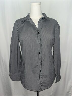 George Black and White Micro-Check Button-Up Shirt